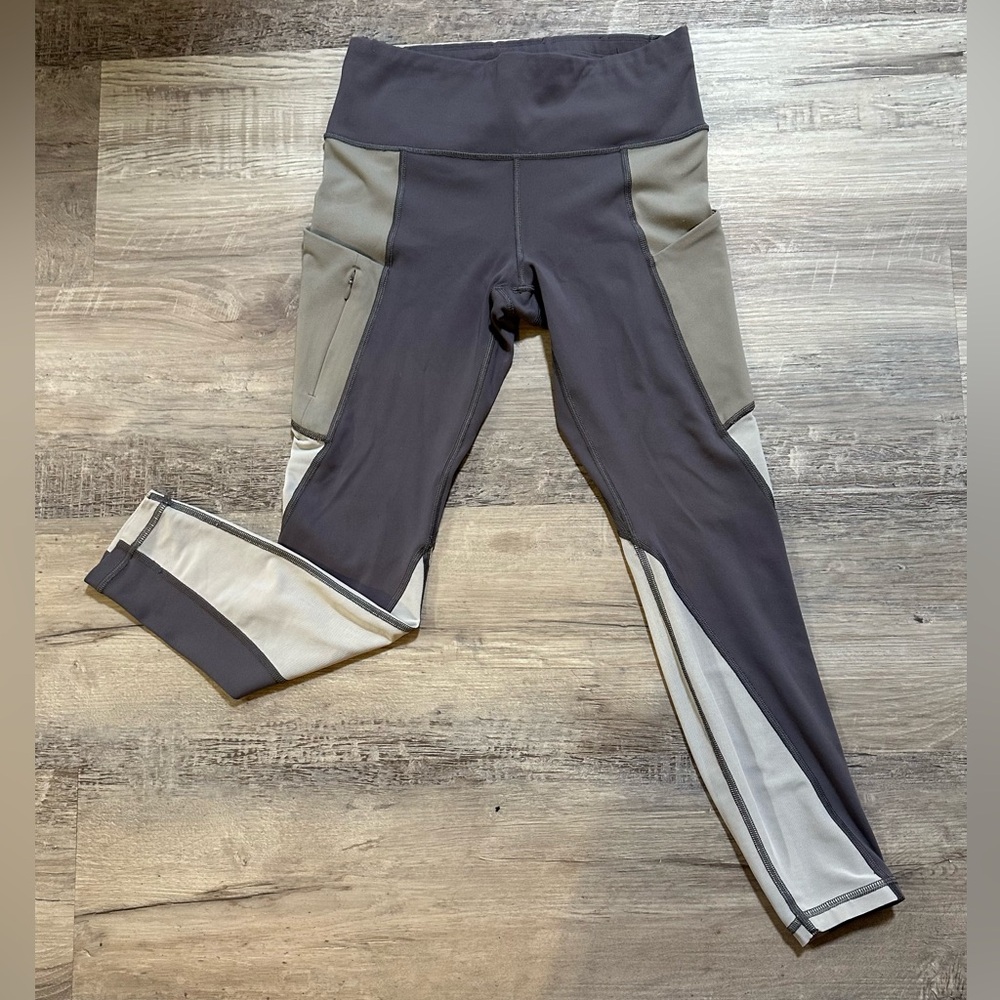 Athleta Spar Colorblock 7/8 Womens Leggings 25” Inseam Small Gray Purple